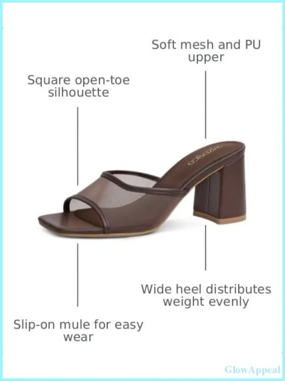 Women Mesh Mules Block Chunky Heel Square Open Toe Slip On Slide Sandals Dressy